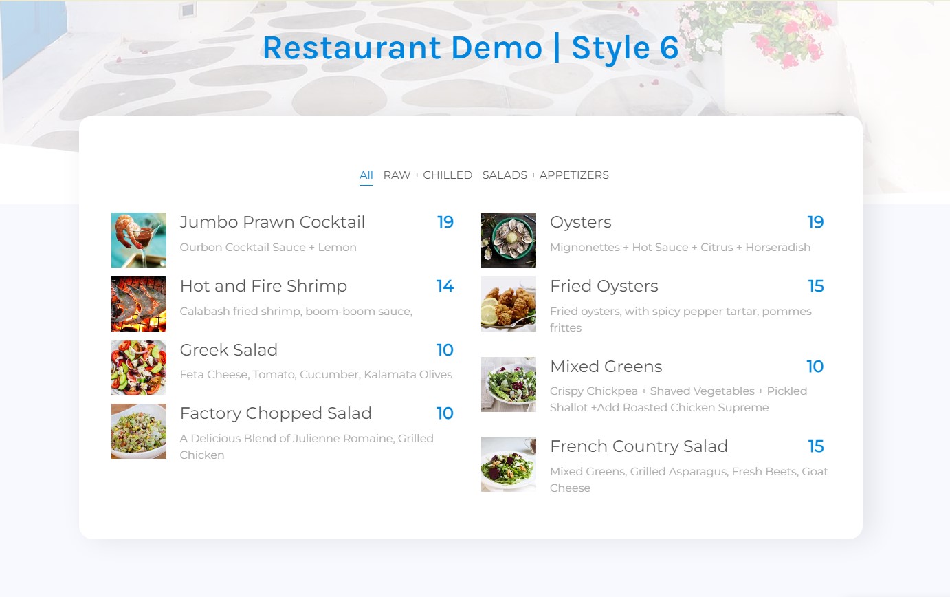 stylish price list restaurant demo 3