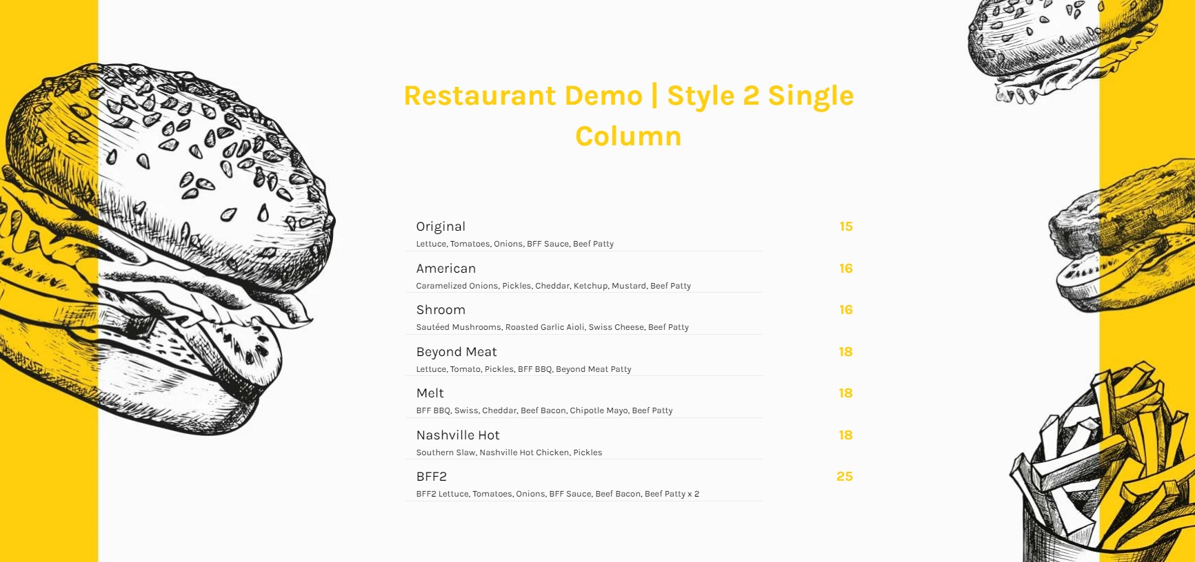 stylish price list restaurant demo 4