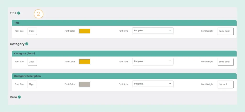 Font Settings Step 2 Stylish Price List