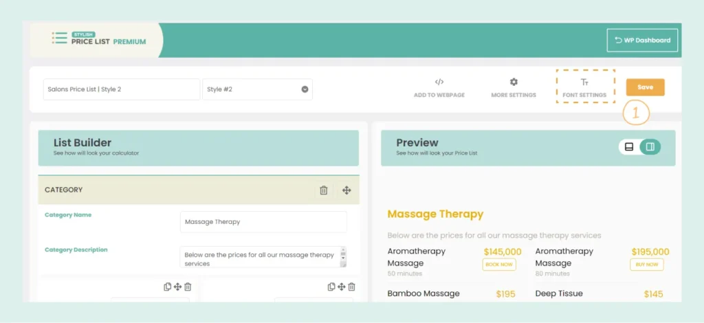 Font Settings Stylish Price List
