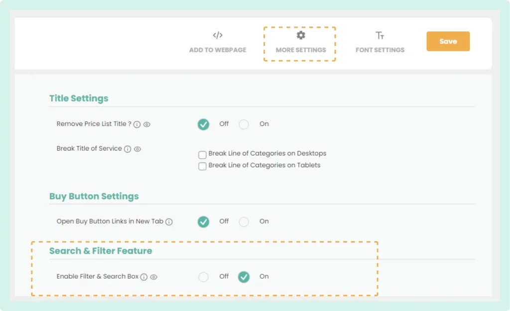 The Search Filter feature Backend